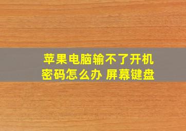 苹果电脑输不了开机密码怎么办 屏幕键盘